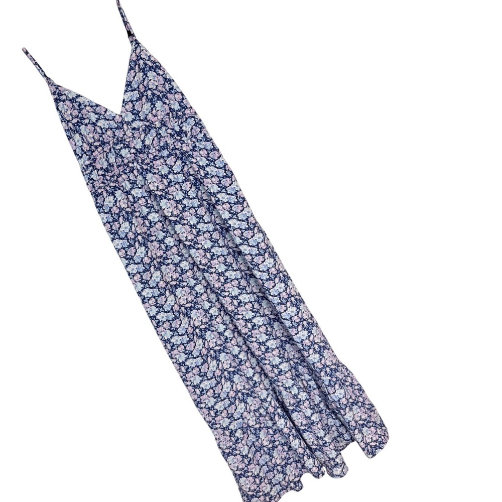 Skies Are Blue‎ Womens Floral V-Neck Maxi Dress Blue Purple Size M Cutout Back